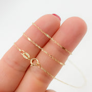 024GNBUSIT218K. 18K Yellow Solid Gold Flat Bar and Singapore Link Necklace